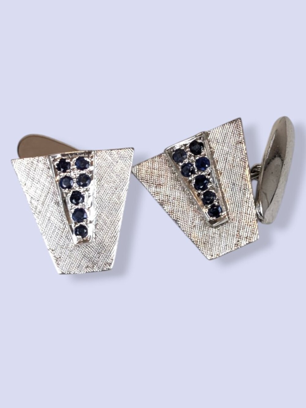 Vintage 1960s Sapphire Chain-Back Cufflinks